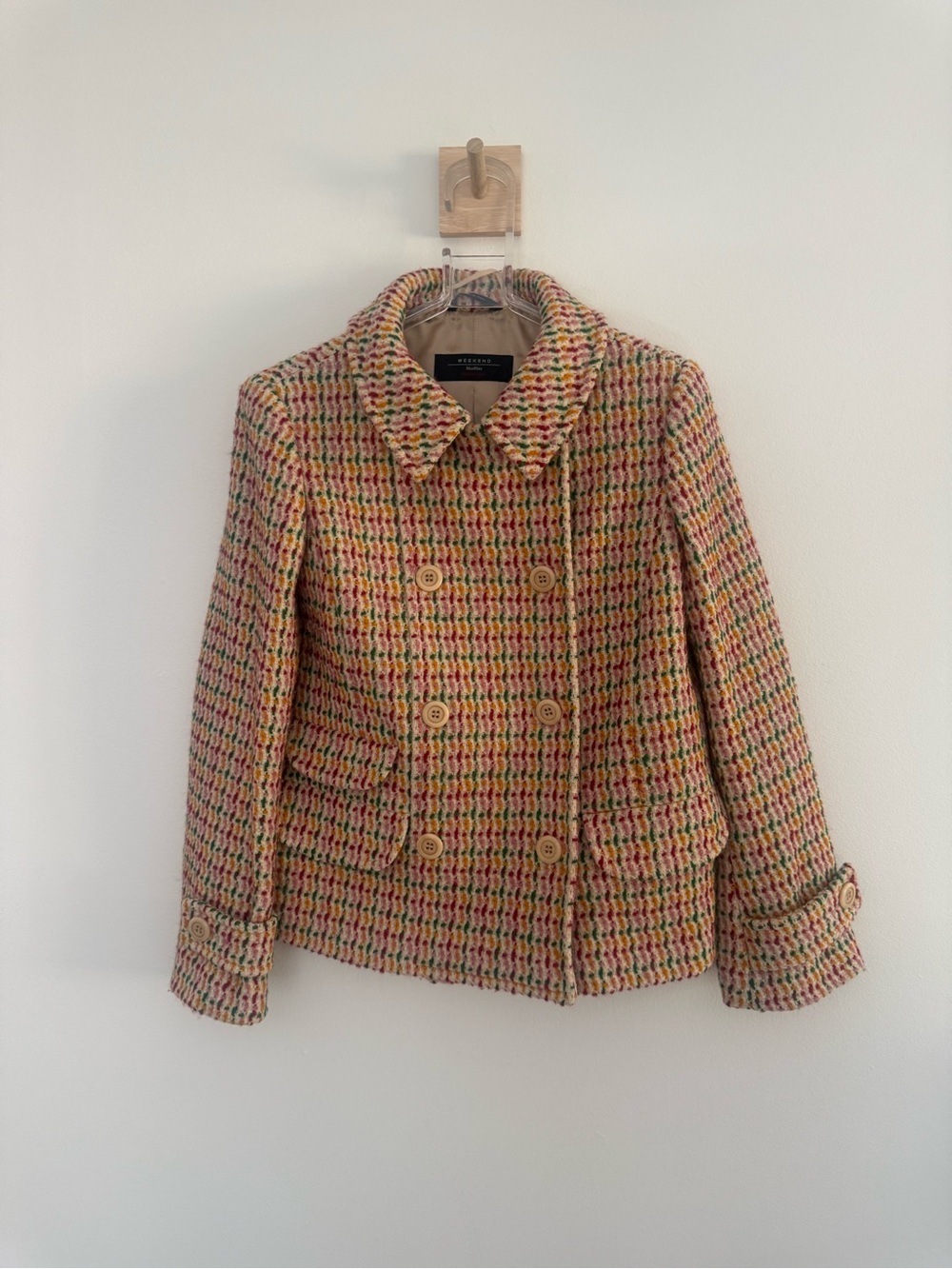 Max Mara Womens Weekend Wool-Blend Tweed Coat Multi Color 4